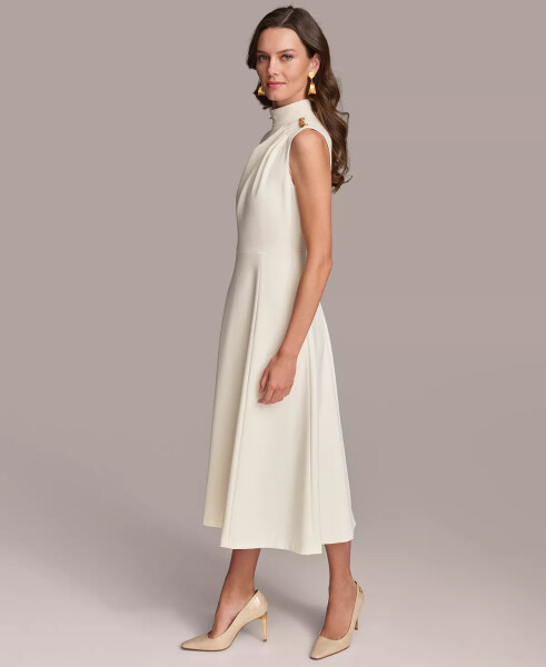 Women's Mock-Neck Sleeveless Midi Dress Cream - 3