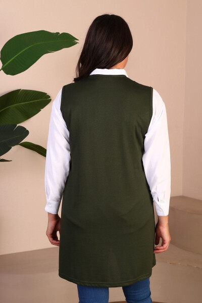 Women's Modest Clothing Summer Lycra Vest Plus Size Buttoned Vest Khaki - 15