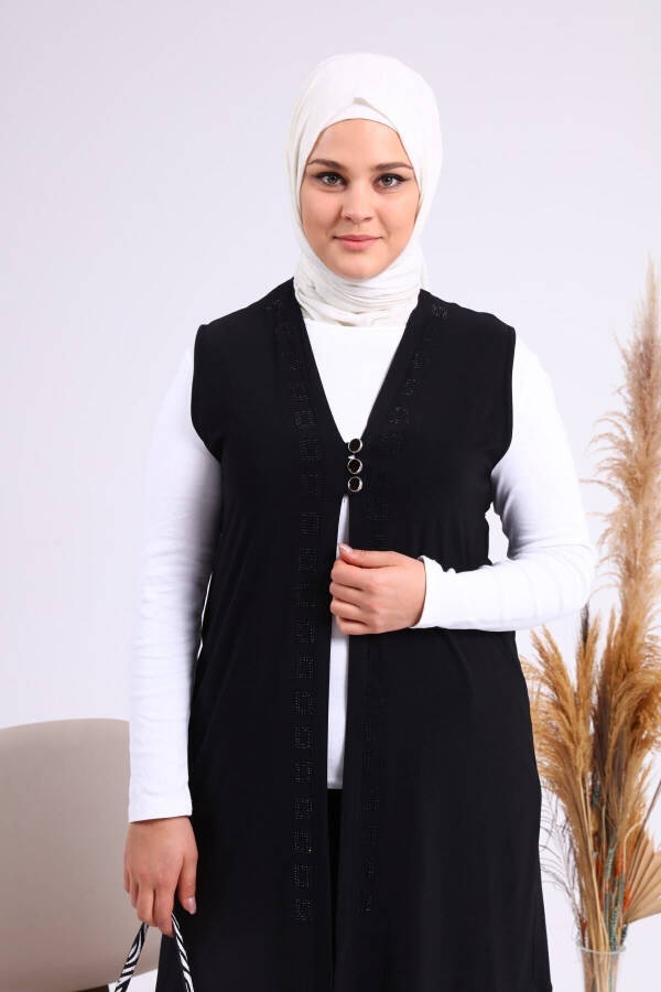 Women's Modest Lycra Buttoned Long Maternity Vest Black - 4