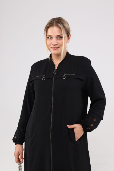 Women's Modest Zip-Up Ayrobin Black - 12