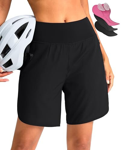 Women's Mountain Bike Shorts 4D Padded Cycling Shorts with Zipper Pockets High Waist Biking Riding Bicycle Shorts - 1