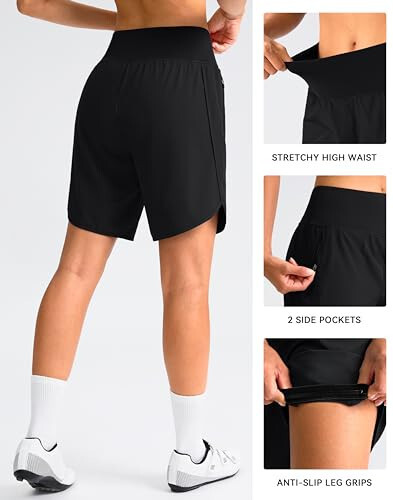 Women's Mountain Bike Shorts 4D Padded Cycling Shorts with Zipper Pockets High Waist Biking Riding Bicycle Shorts - 3