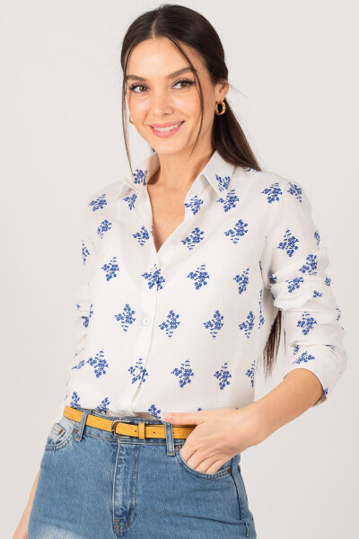 Women's Mustard Floral Long Sleeve Shirt ARM-22K001110 - 7