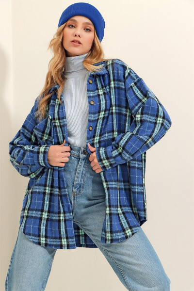 Women's Mustard Plaid Single Pocket Oversize Check Shirt ALC-X7264 - 1