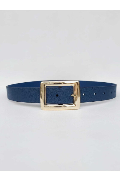 Women's Navy Blue Belt with Gold Buckle - 1