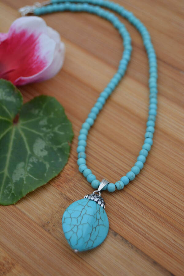 Women's Necklace Turquoise Stone Natural Stone - 3