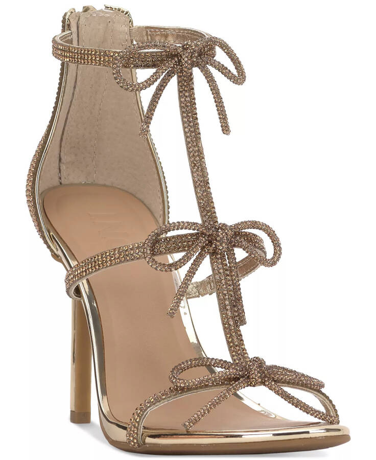 Women's Nolino Beaded Bow T-Strap Dress Sandals, Created for Modazone Gold Bling - 1