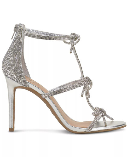 Women's Nolino Beaded Bow T-Strap Dress Sandals, Created for Modazone Silver Bling - 3