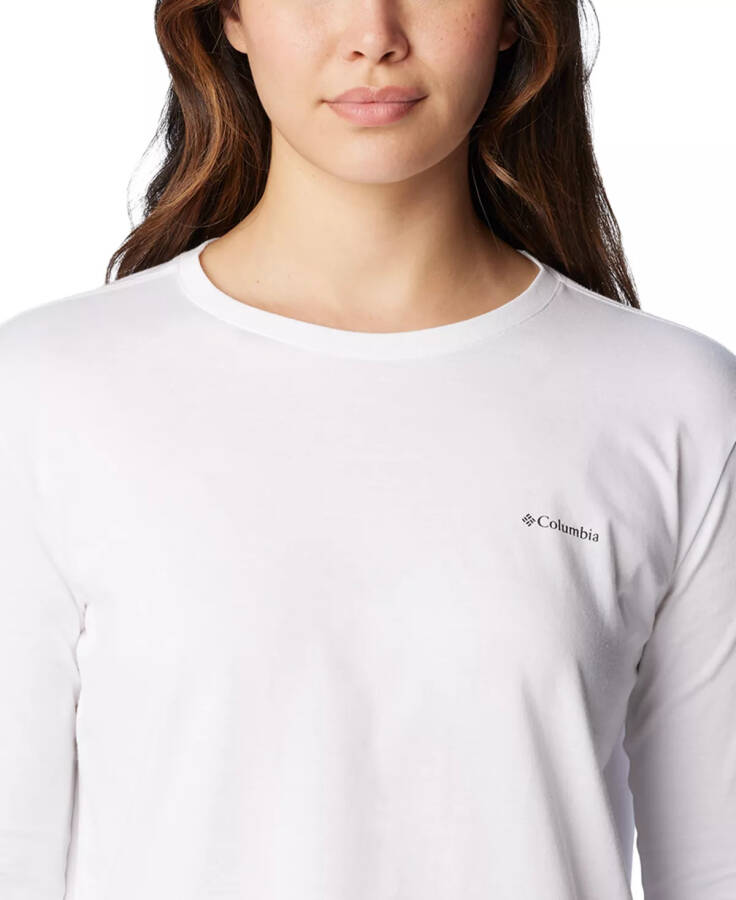 Women's North Cascades Cotton Long-Sleeve T-Shirt White, Gem Colu - 5