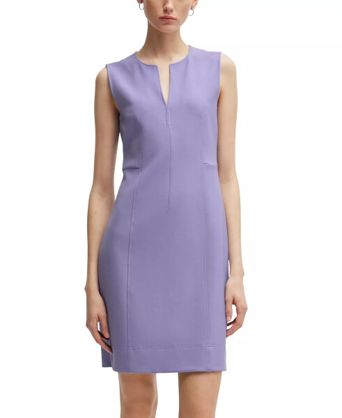 Women's Notch Neckline Sleeveless Dress Purple - 1