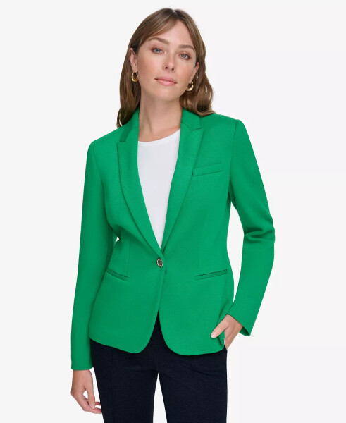 Women's Notched-Collar One-Button Blazer Jolly Green - 1