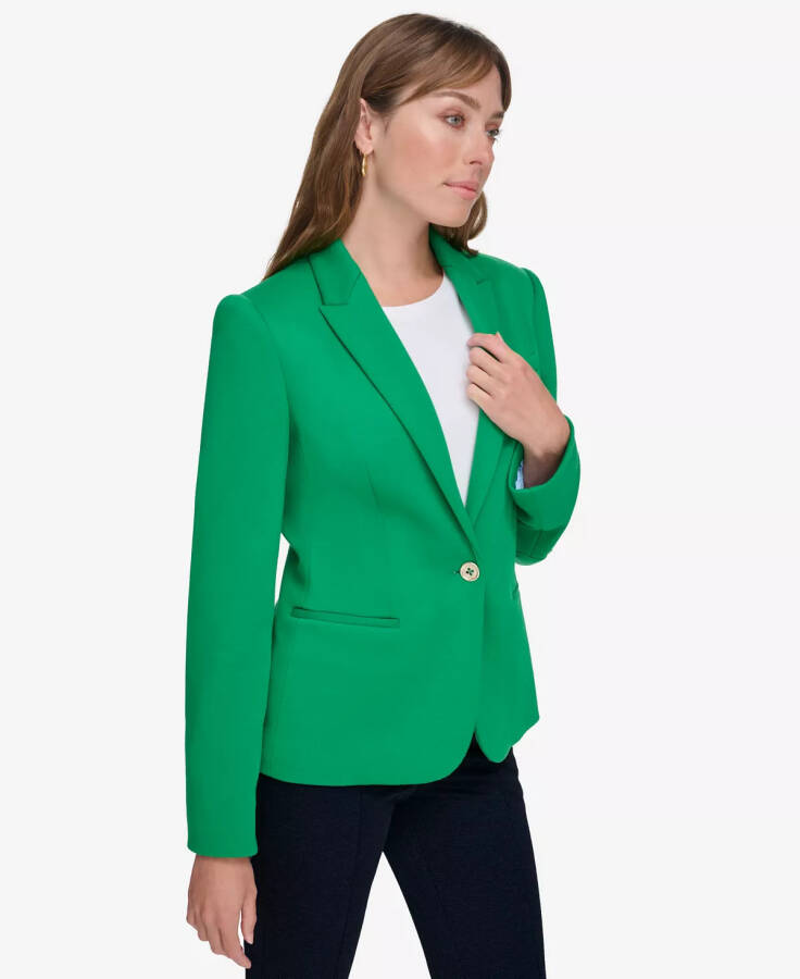 Women's Notched-Collar One-Button Blazer Jolly Green - 3