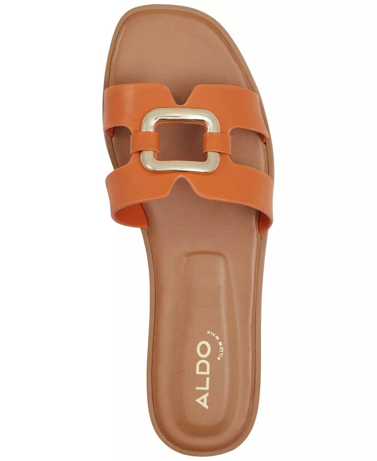 Women's Nydaokin Buckle Cutout Slip-On Flat Sandals Orange Smooth - 4