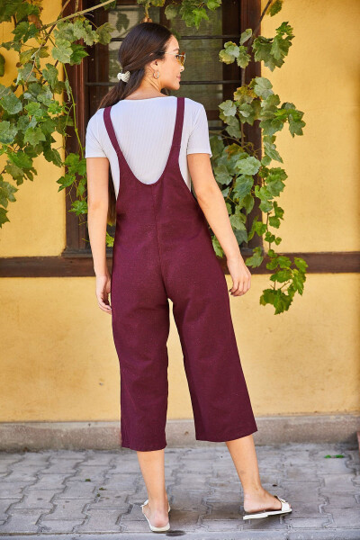 Women's Open Burgundy Jumpsuit - 4