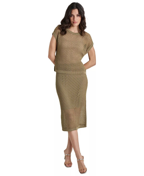 Women's Open-Stitch Pencil Skirt Light Beige - 4