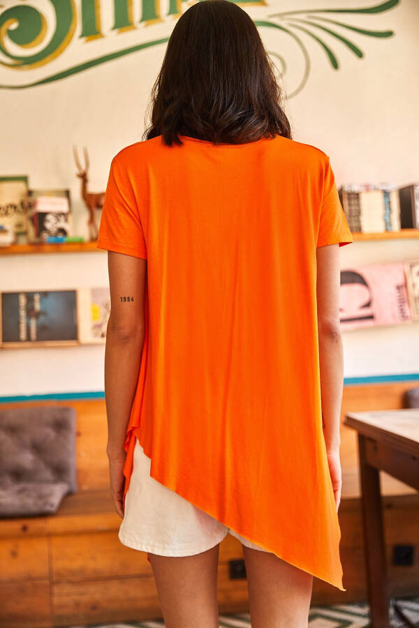 Women's Orange Asymmetric Loose Tunic TNK-19000014 - 5