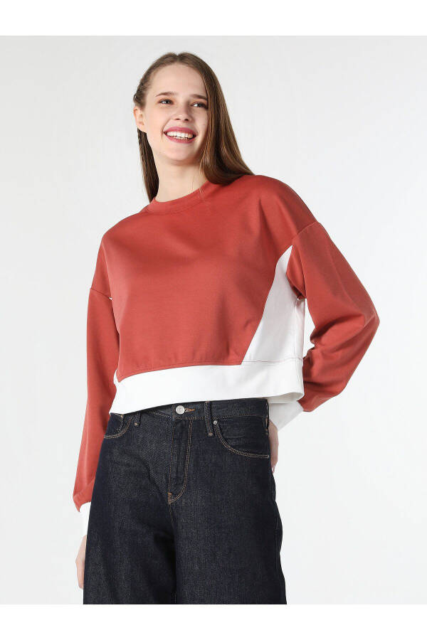 Women's Orange Sweatshirt, Regular Fit, Cl1062018 - 3