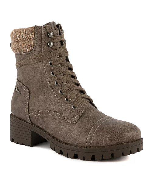 Women's Oraura Lace-Up Lug Sole Combat Booties Taupe - 1