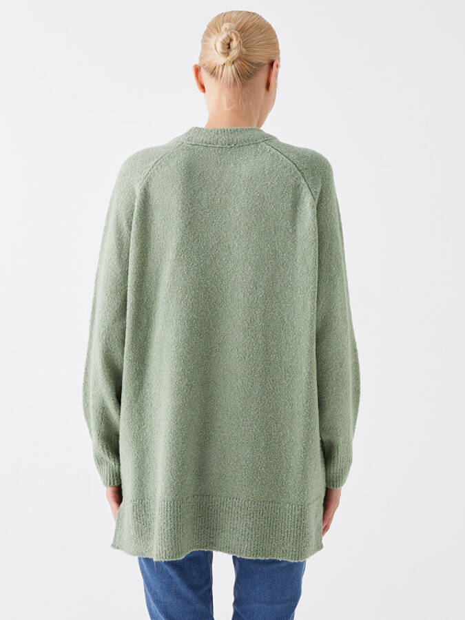 Women's Oversized Long Sleeve Ribbed Knit Sweater with Crew Neck - 5