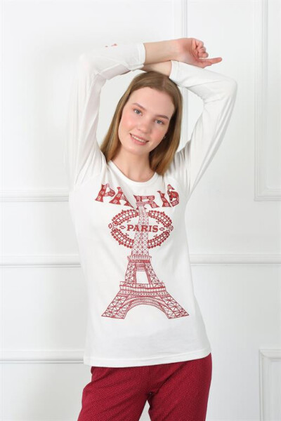 Women's Paris Combed Cotton Long Sleeve Pajamas Set 4139 - 4