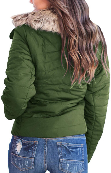 Women's Parka Coat with Pockets, Quilted Puffer Jacket, Faux Fur Lapel, Sizes S-2XL - 8