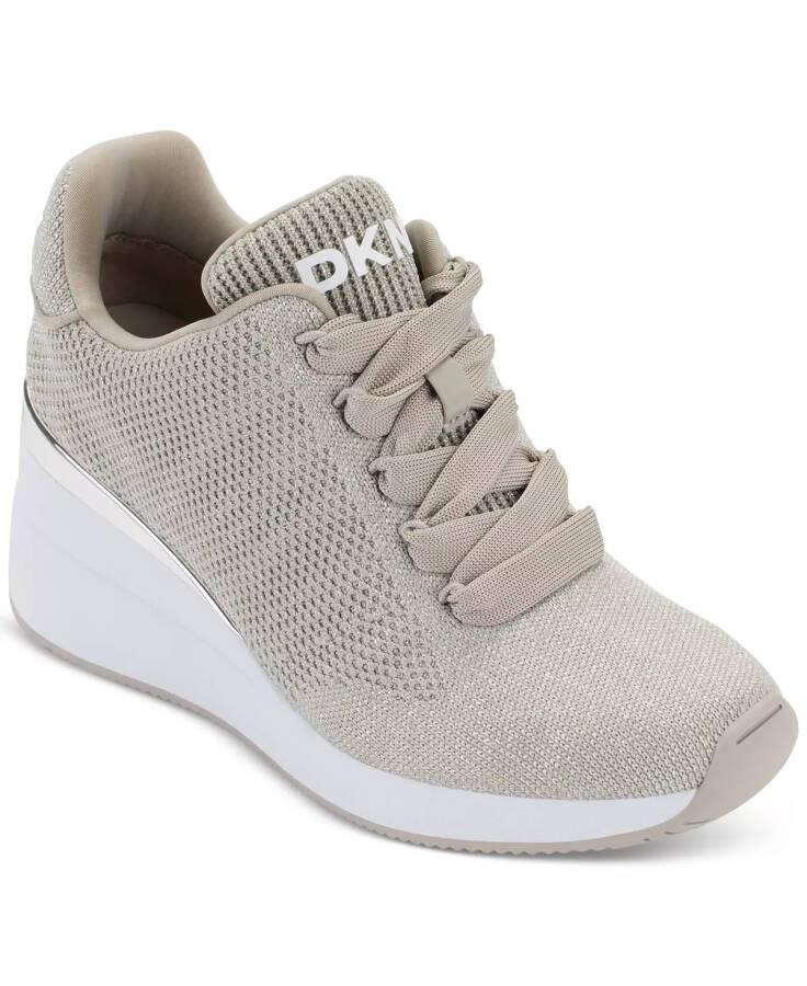 Women's Parks Lace-Up Wedge Sneakers Stone Grey/ Silver - 5