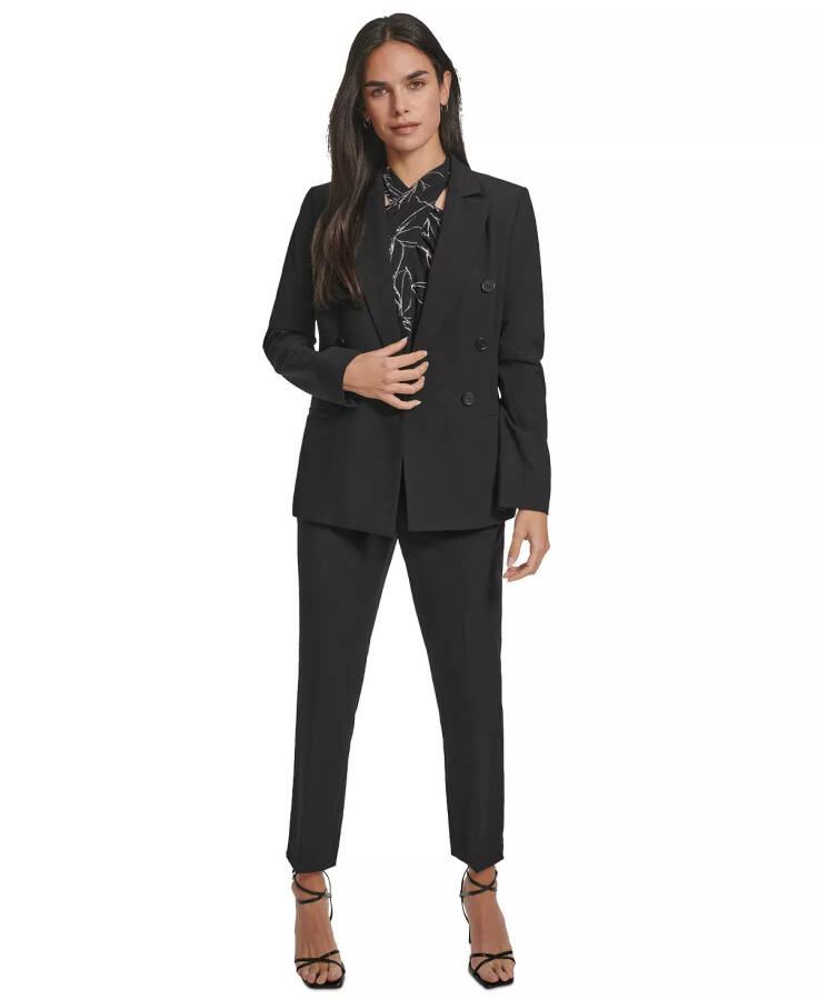 Women's Peak-Lapel Double-Breasted Blazer Black - 4