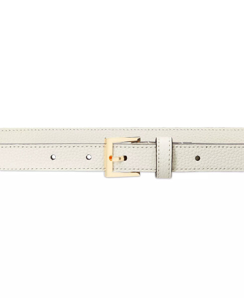 Women's Pebbled Leather Skinny Belt Vanilla - 2