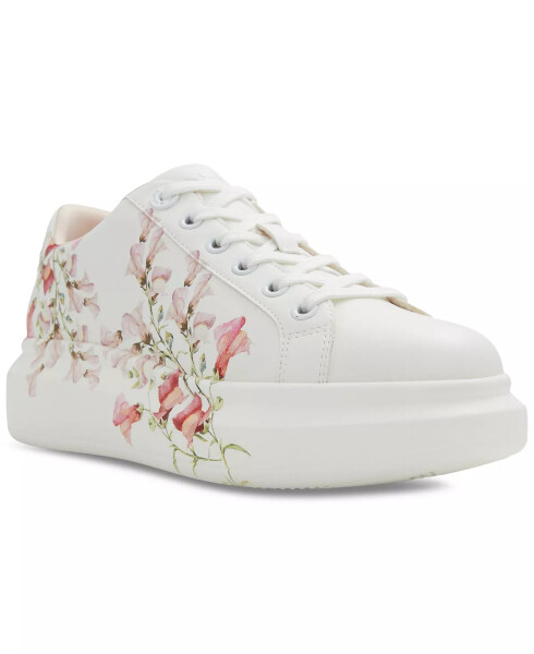 Women's Peono Floral Lace-Up Platform Sneakers White Floral Print Multi - 1