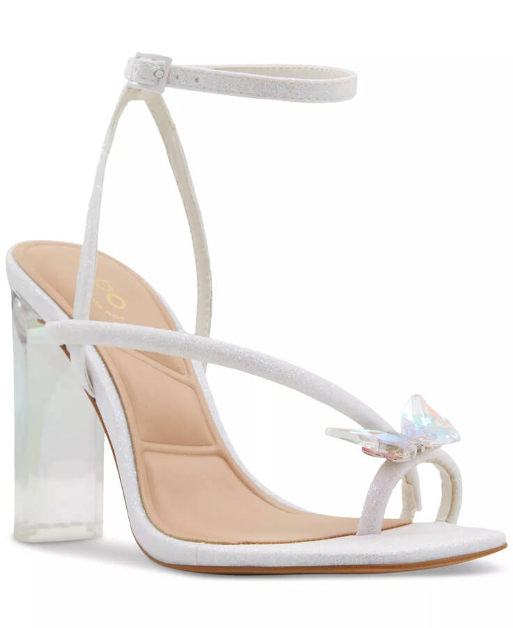 Women's Pepela Butterfly Strappy Dress Sandals White Glitter - 1