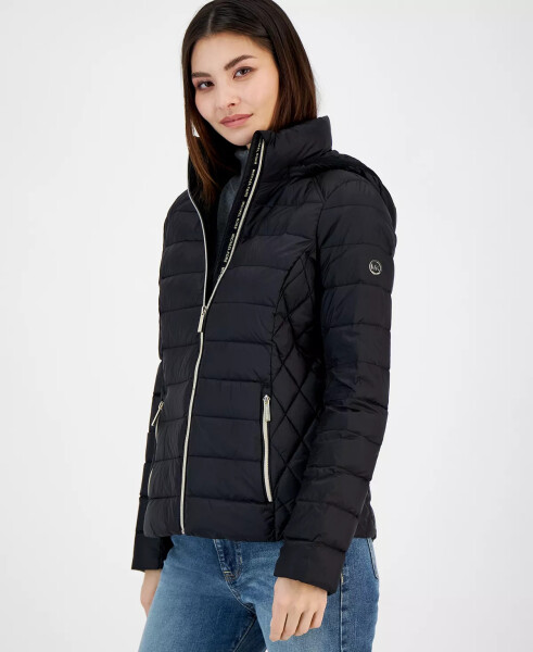 Women's Petite Hooded Packable Down Puffer Coat, Created for modazone Black - 3