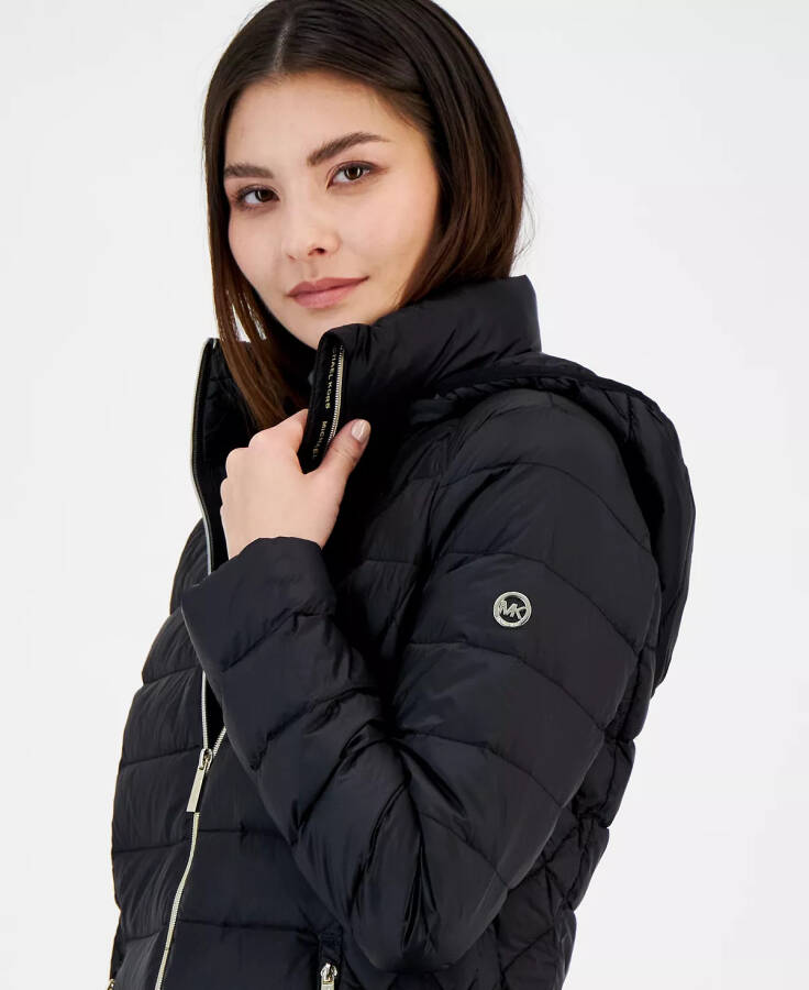 Women's Petite Hooded Packable Down Puffer Coat, Created for modazone Black - 4