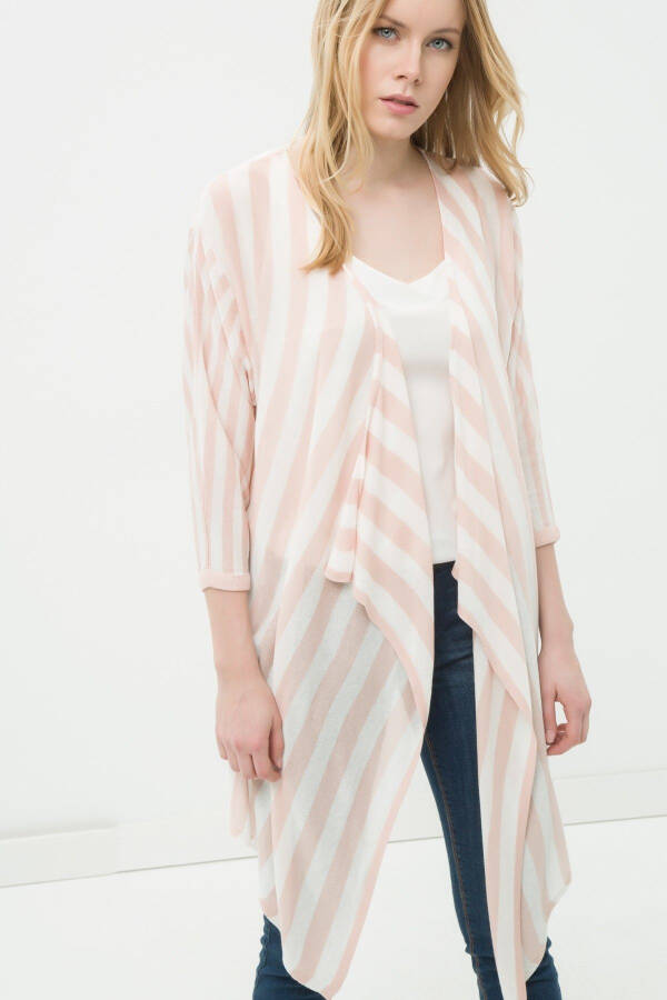 Women's Pink Striped Cardigan 6YAK92230HT - 1