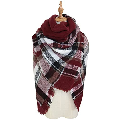 Women's Plaid Blanket Winter Scarf, Warm Cozy Tartan Wrap Oversized Shawl Winter Scarves for Women - 2