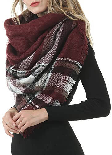 Women's Plaid Blanket Winter Scarf, Warm Cozy Tartan Wrap Oversized Shawl Winter Scarves for Women - 4