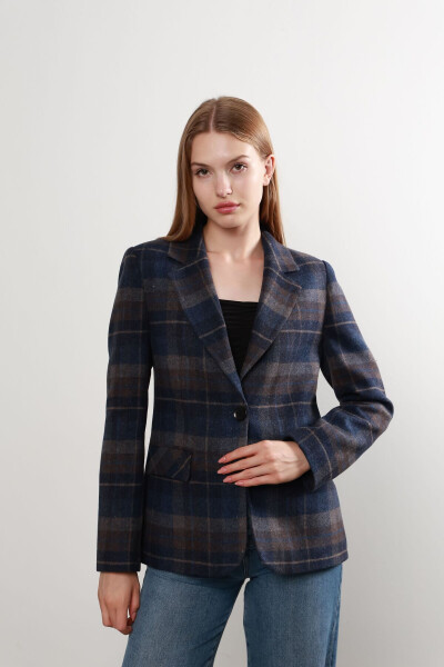 Women's Plaid Blazer Jacket - 2