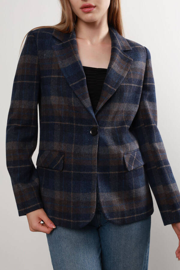 Women's Plaid Blazer Jacket - 3