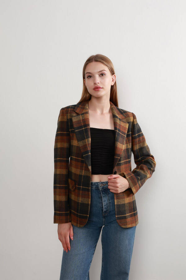 Women's Plaid Blazer Jacket - 2