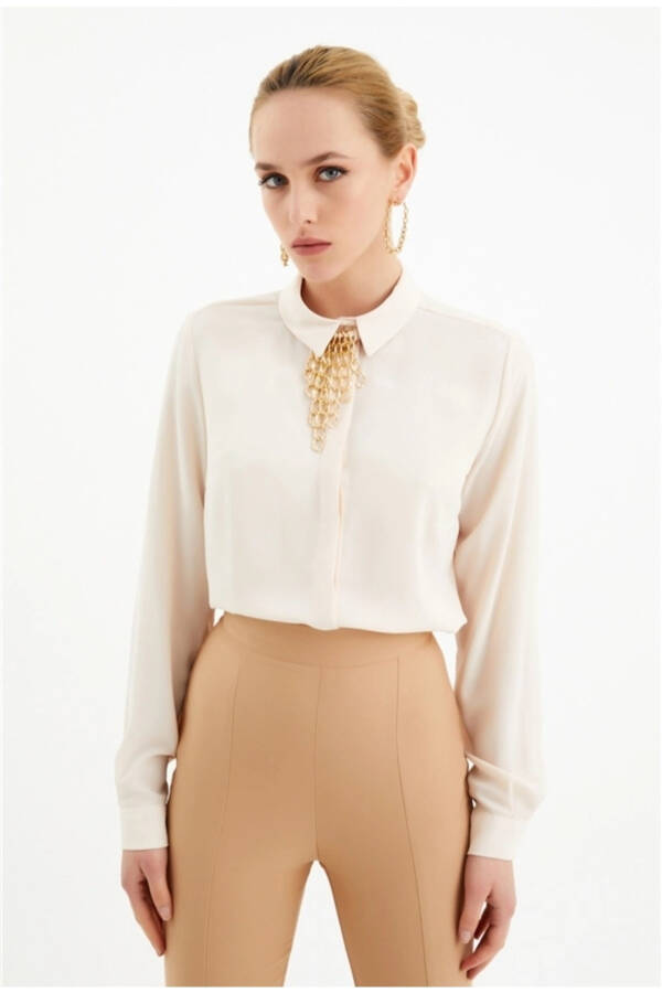 Women's Plain Shirt with Chain Accessory - 5