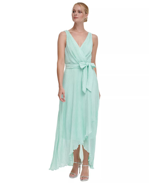 Women's Pleated Belted Dress Pastel Honeydew - 1