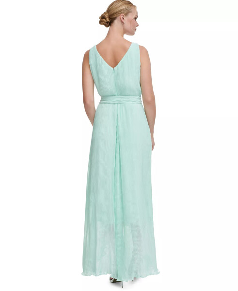 Women's Pleated Belted Dress Pastel Honeydew - 2