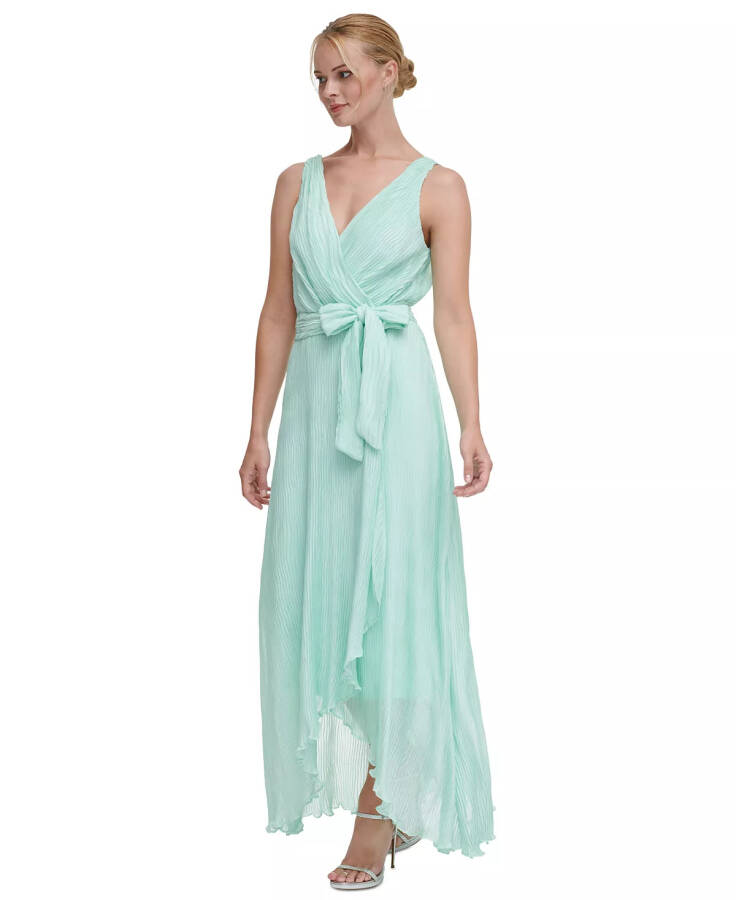 Women's Pleated Belted Dress Pastel Honeydew - 3