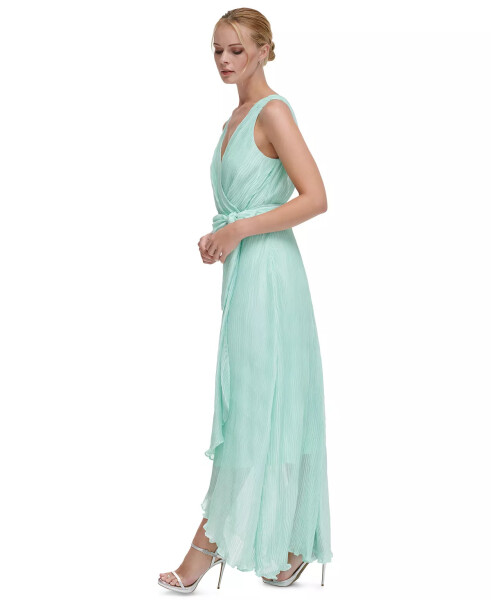 Women's Pleated Belted Dress Pastel Honeydew - 4