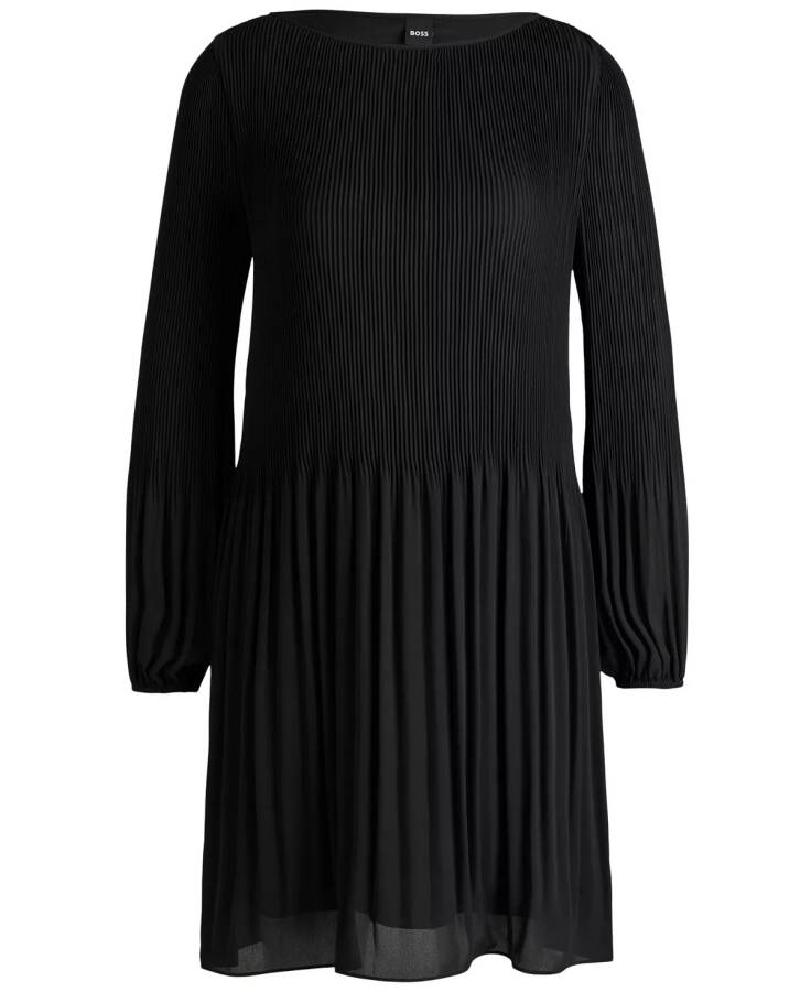 Women's Plisse Pleats Regular-Fit Crew-Neck Dress Black - 2