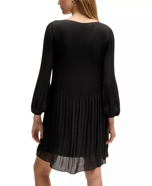 Women's Plisse Pleats Regular-Fit Crew-Neck Dress Black - 4