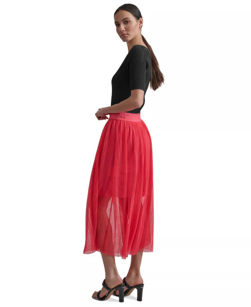 Women's Plissé Embossed-Waist Midi Skirt Beach Cor - 3