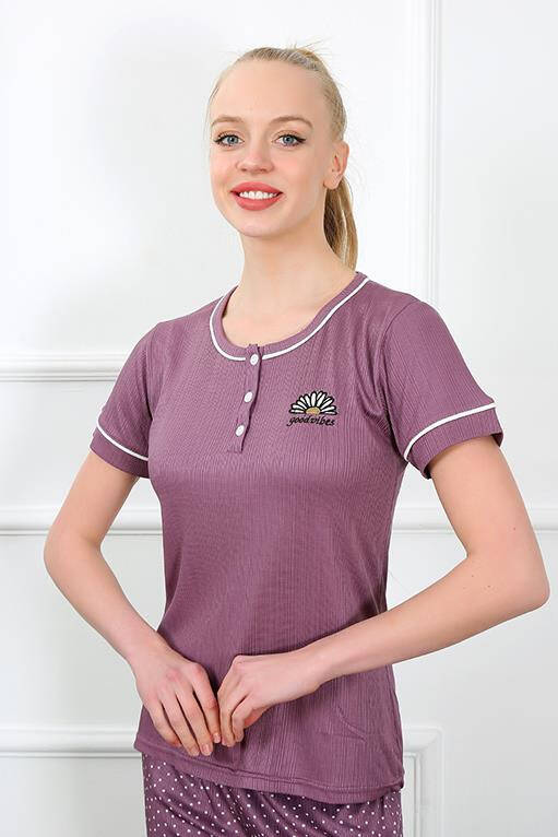 Women's Plum Short Sleeve Pajamas Suit 20388 - 2