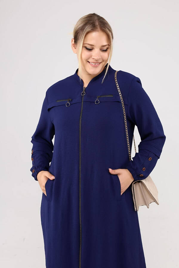 Women's Plus Size Ayrobin Abaya with Zipper and Full Length - 10