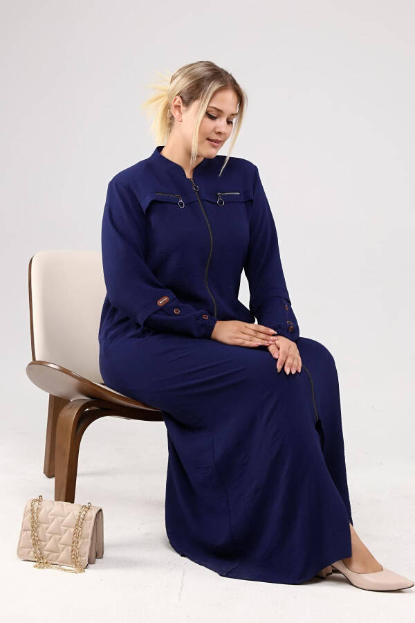 Women's Plus Size Ayrobin Abaya with Zipper and Full Length - 12