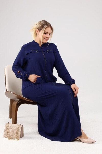 Women's Plus Size Ayrobin Abaya with Zipper and Full Length - 4